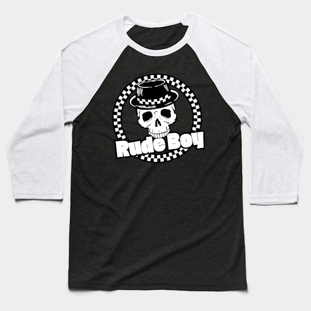 RudeBoy Skull Baseball T-Shirt by JustSka